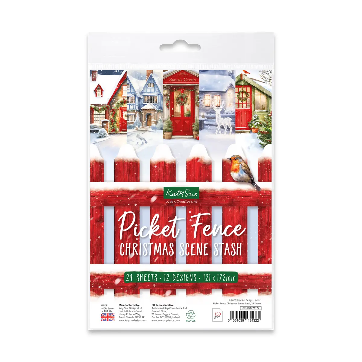 Katy Sue Picket Fence Christmas Scene Stash, 24 Sheets 1