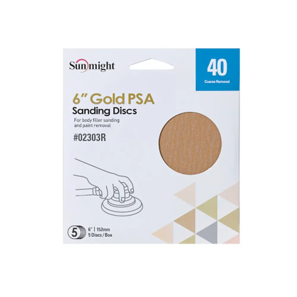 Sunmight 6" Gold Psa No Holes Sanding Discs - Retail Pack 1