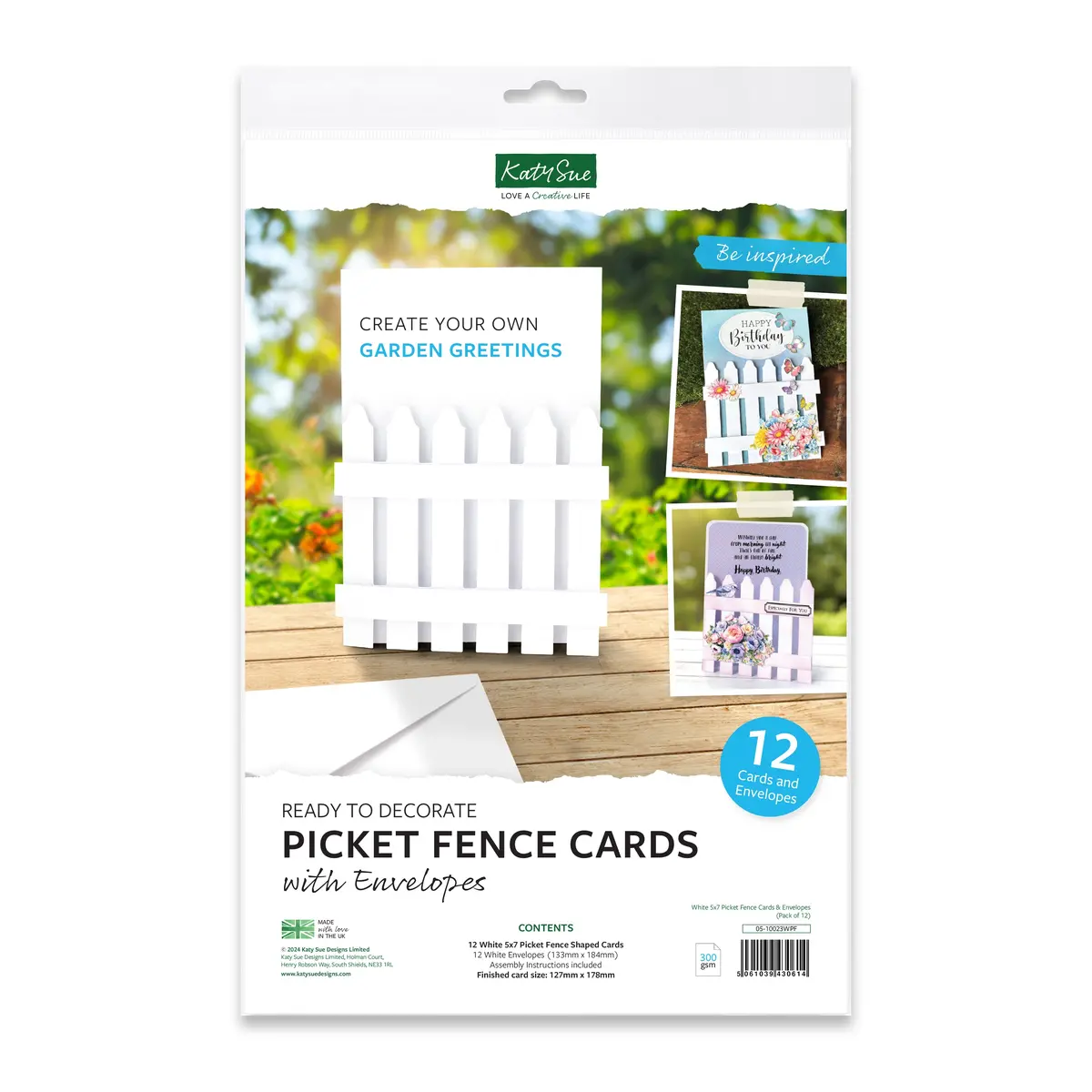 White 5X7 Picket Fence Cards & Envelopes, Pack Of 12 1