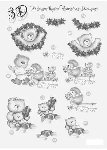 Craft Uk Silver Christmas Decoupage Bear 1