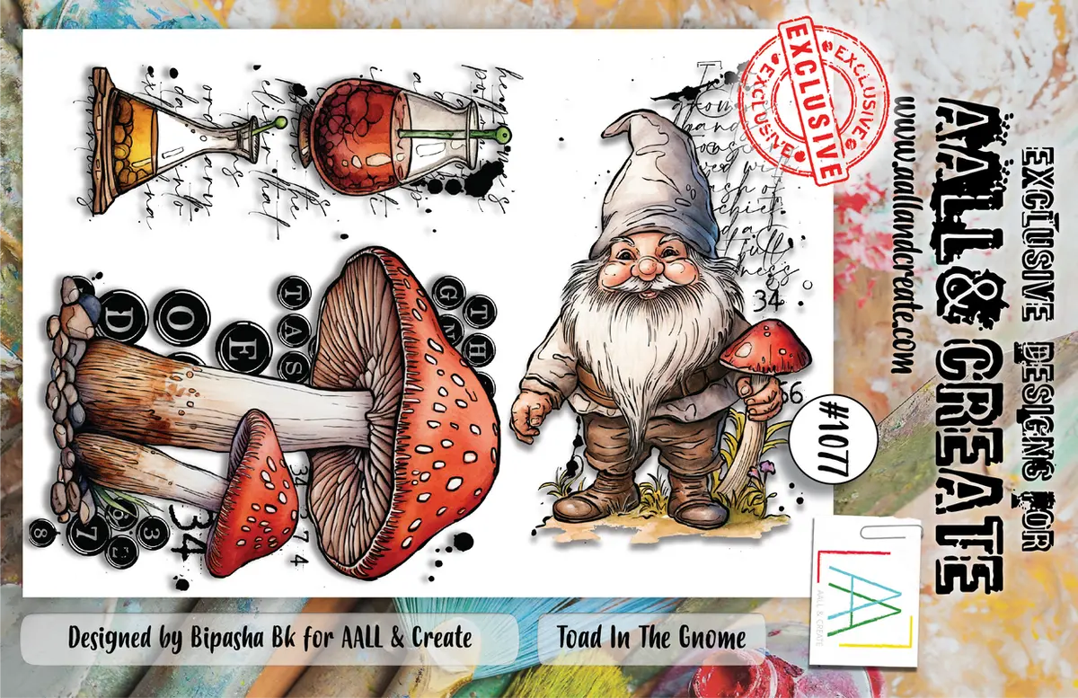 Aall And Create #1077 - A6 Stamp Set - Toad In The Gnome 1