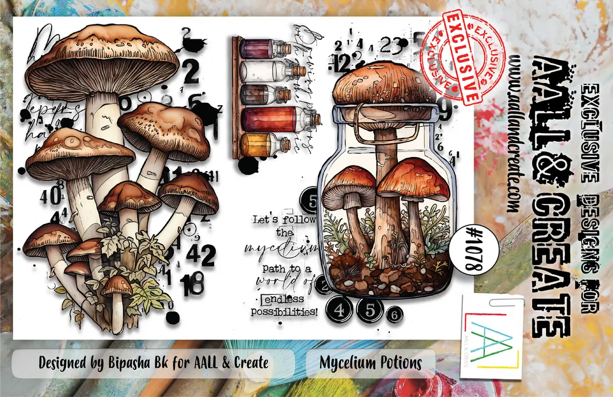 Aall And Create #1078 - A6 Stamp Set - Mycelium Potions 1