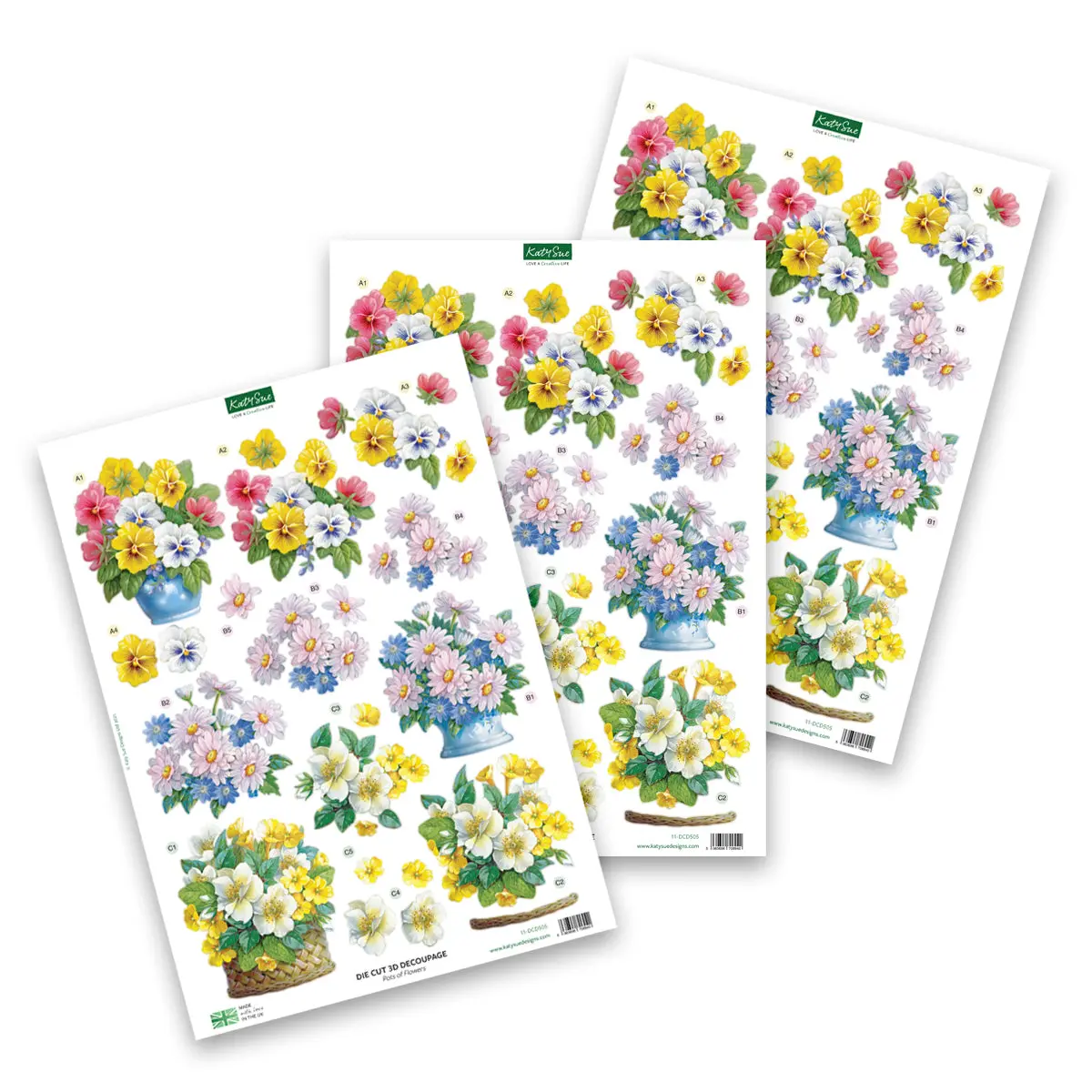 Die Cut Decoupage - Pots Of Flowers (3 Pack) 1