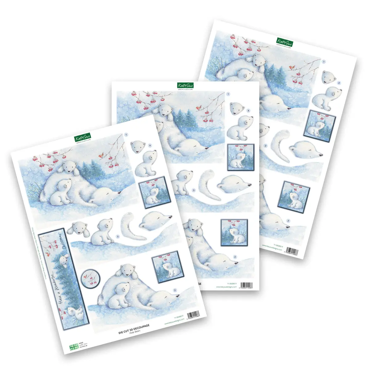 Die Cut Decoupage – Polar Bears (Pack Of 3) 1