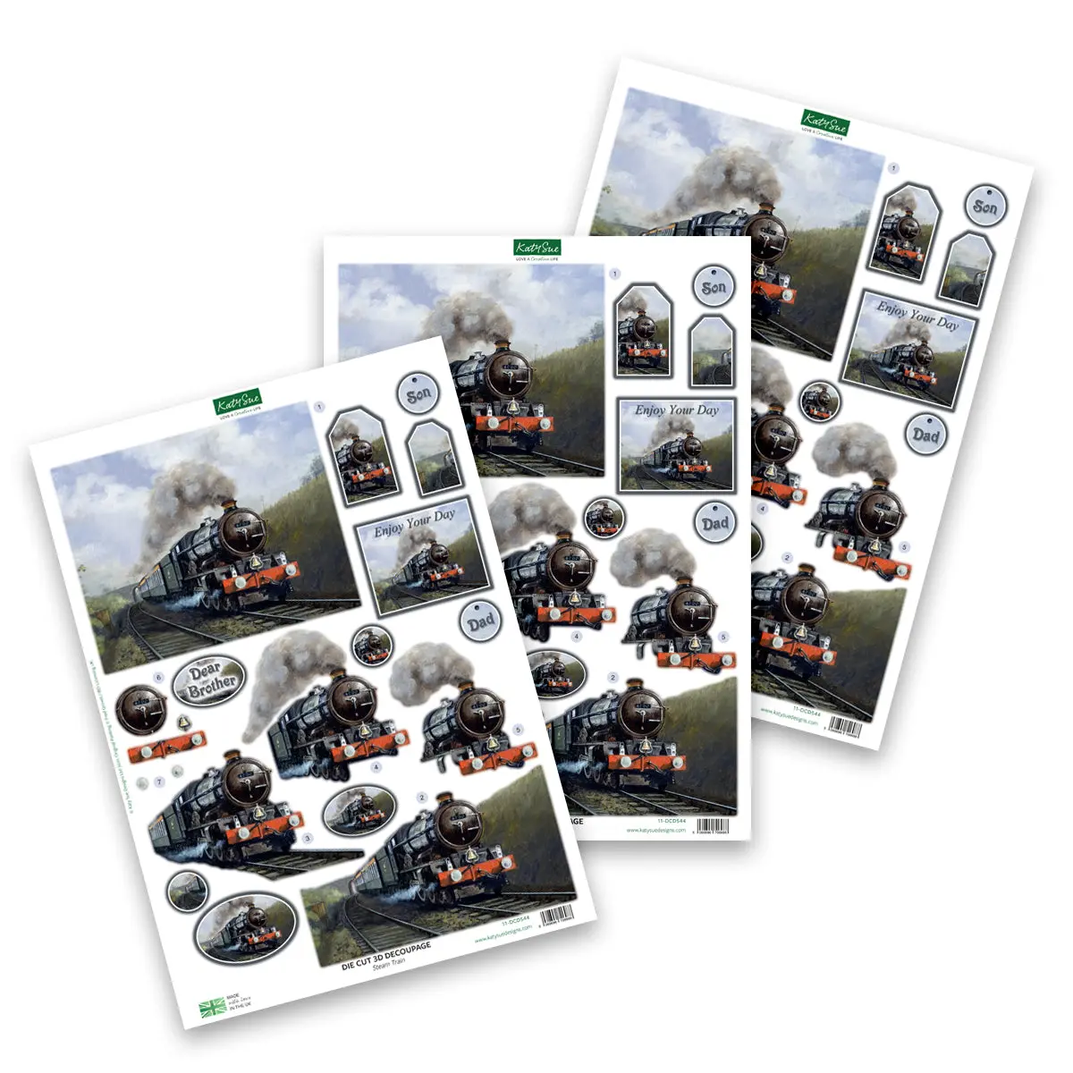 Die Cut Decoupage – Steam Train (Pack Of 3) 1