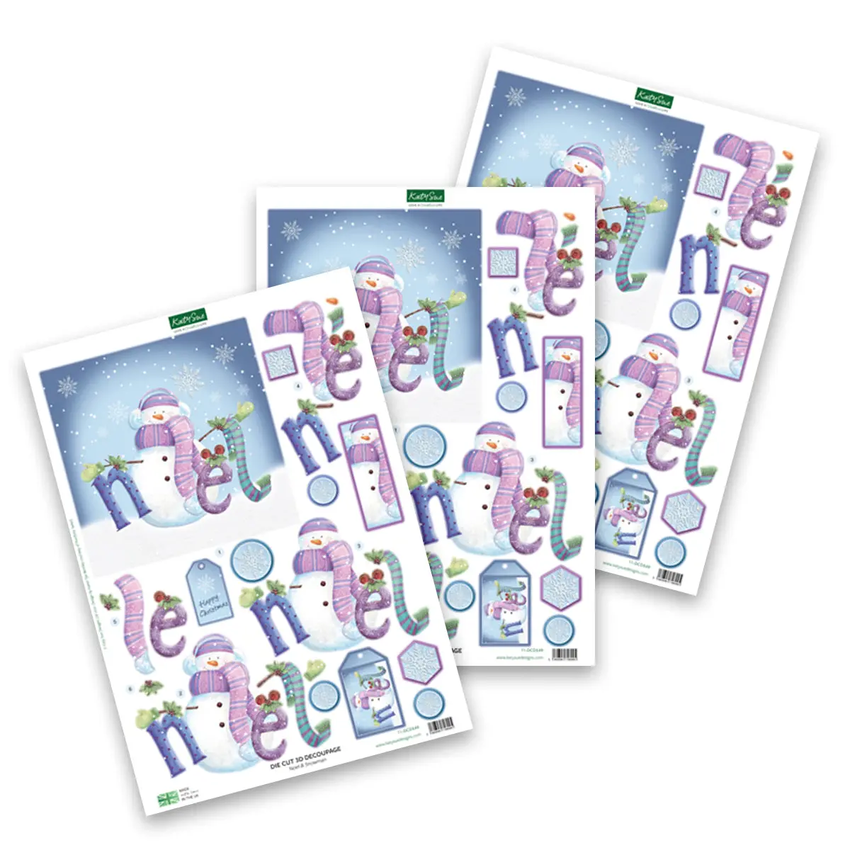 Die Cut Decoupage – Noel & Snowman (Pack Of 3) 1