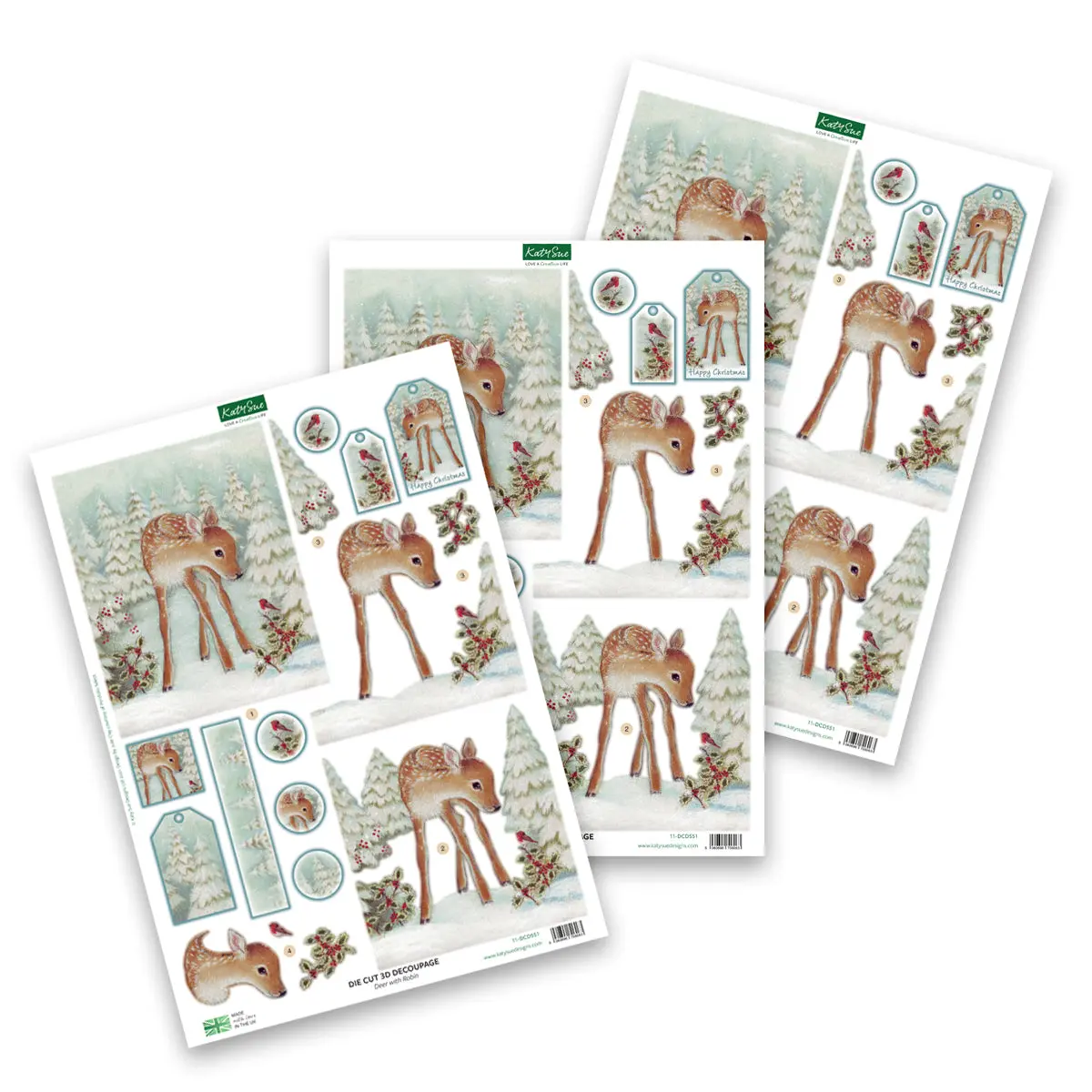 Die Cut Decoupage – Deer And Robin (Pack Of 3) 1