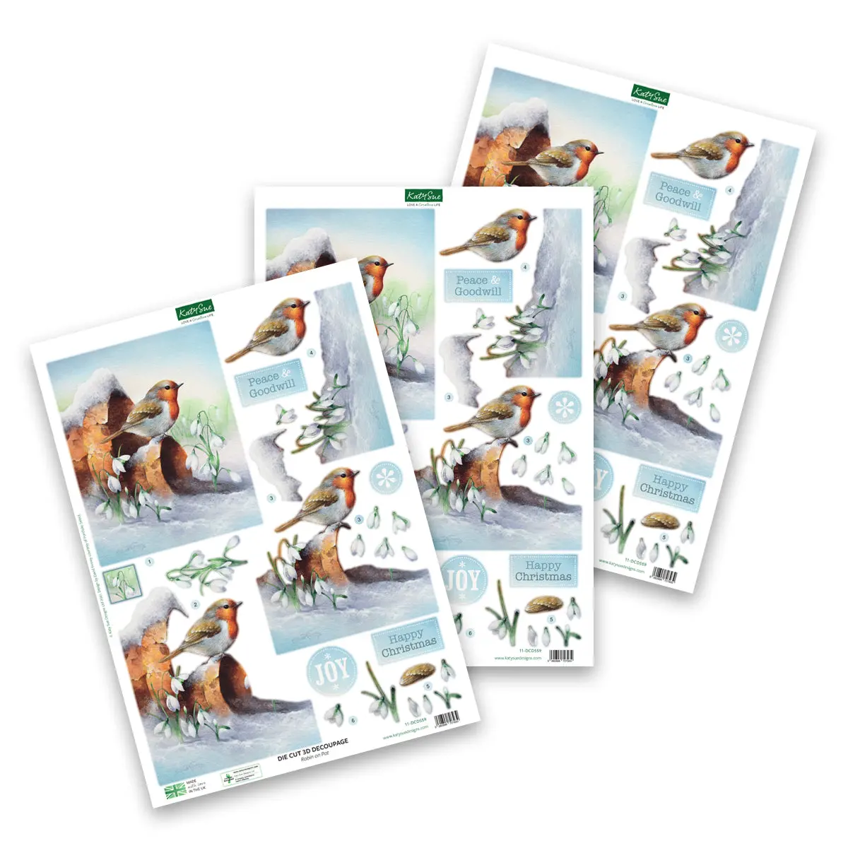 Die Cut Decoupage – Robin On Pot (Pack Of 3) 1