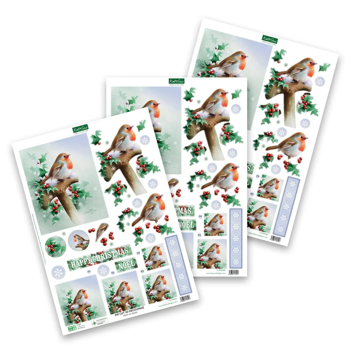 Die Cut Decoupage – Robin On Spade (Pack Of 3) 1