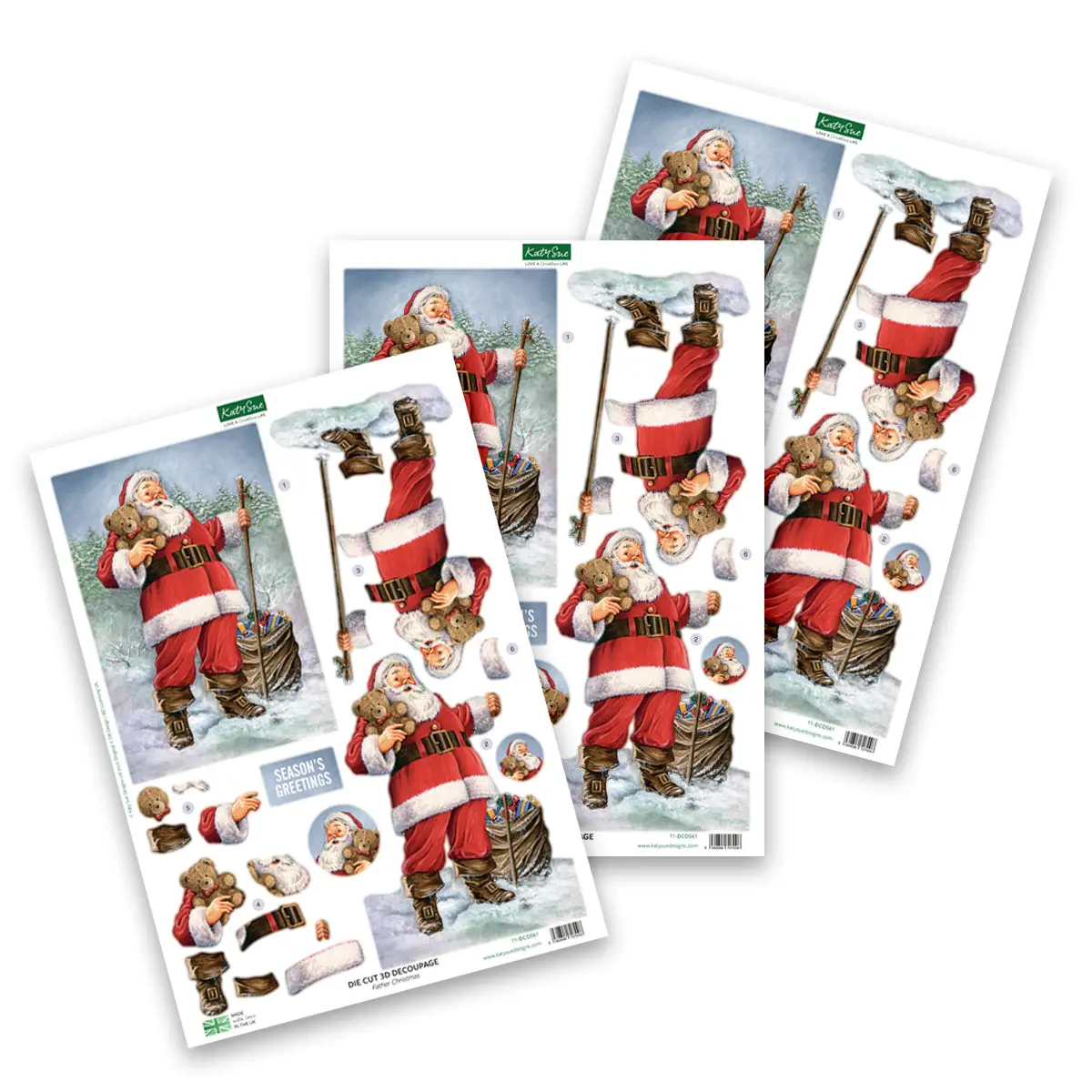 Die Cut Decoupage – Father Christmas (Pack Of 3) 1