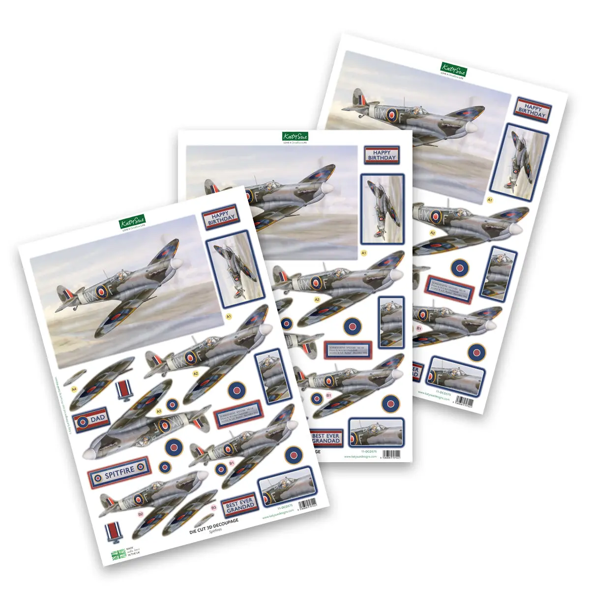 Die Cut Decoupage – Spitfire (Pack Of 3) 1
