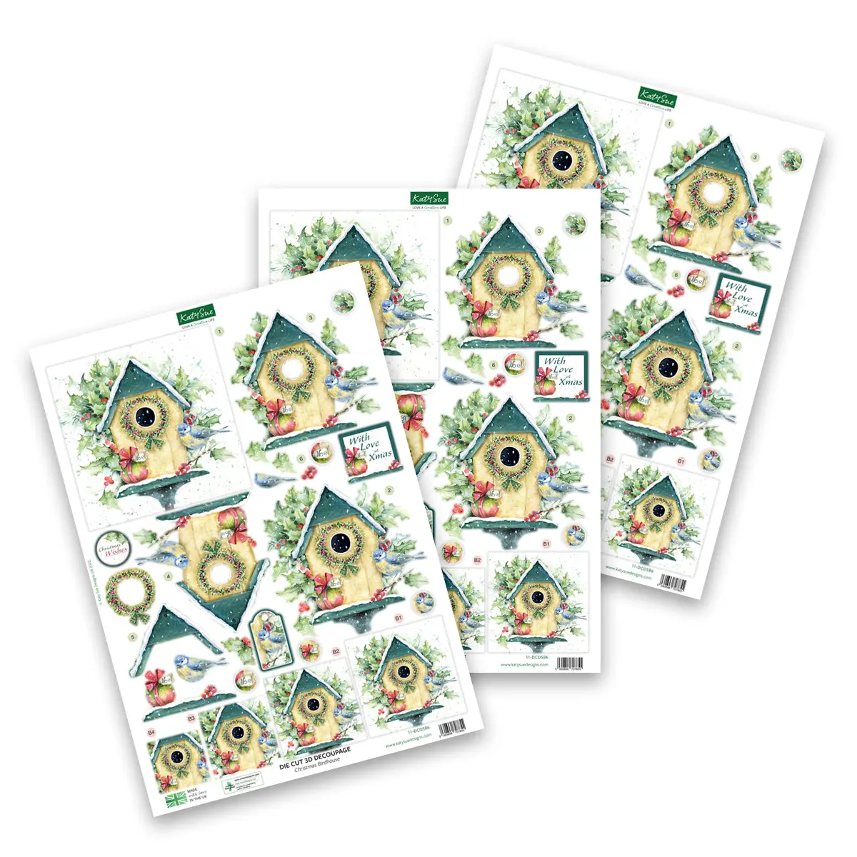 Die Cut Decoupage – Xmas Birdhouse (Pack Of 3) 1