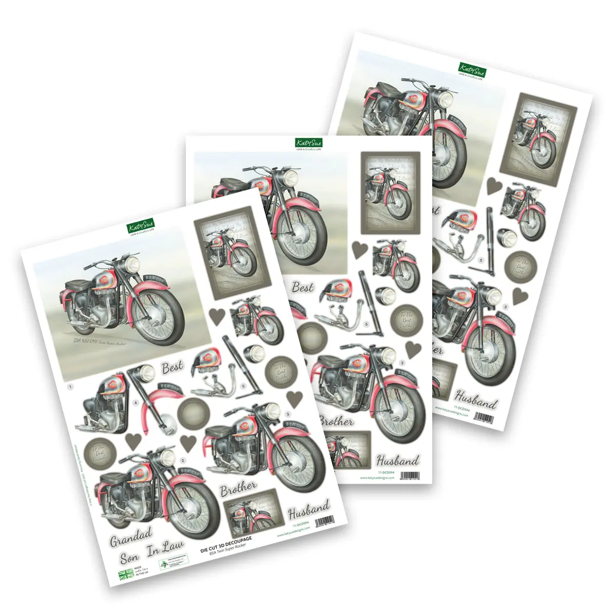 Die Cut Decoupage – Bsa Twin Super Rocker (Pack Of 3) 1