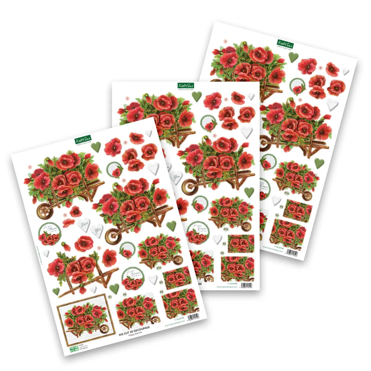 Die Cut Decoupage – Poppy Barrow (Pack Of 3) 1