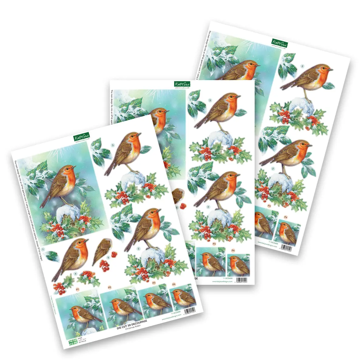 Die Cut Decoupage – Christmas Robin (Pack Of 3) 1