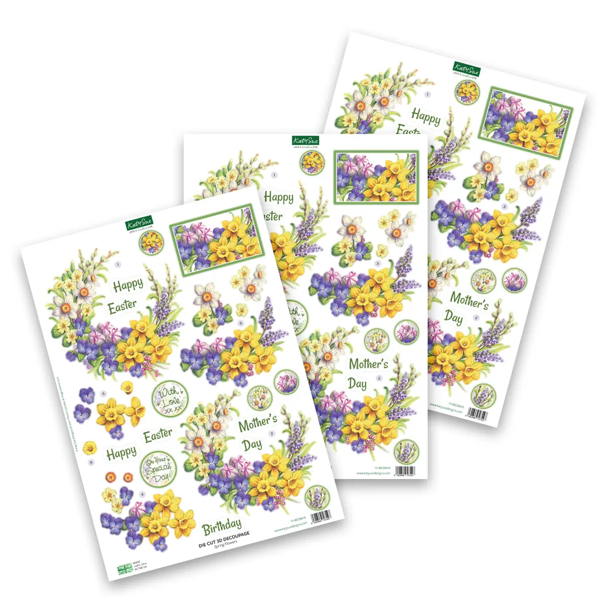 Die Cut Decoupage – Spring Flowers (Pack Of 3) 1