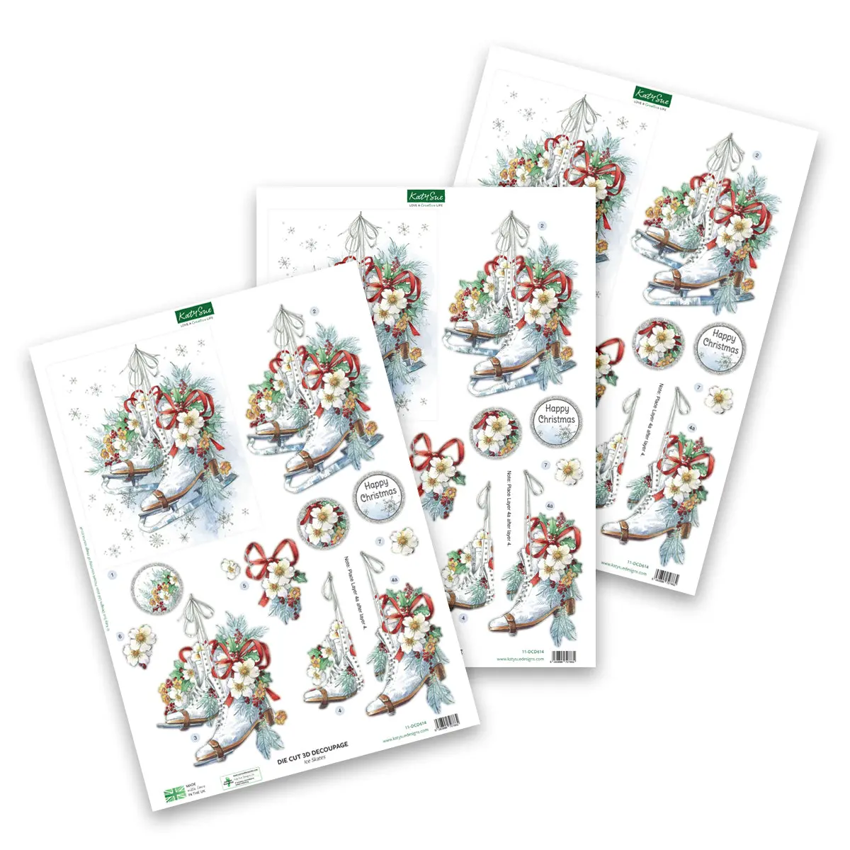 Die Cut Decoupage – Ice Skates (Pack Of 3) 1