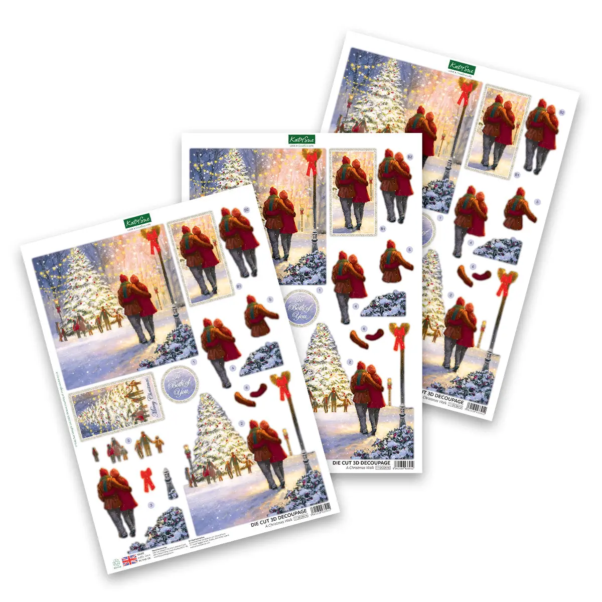 Katy Sue Designs Die Cut Decoupage – A Christmas Walk (Pack Of 3) 1