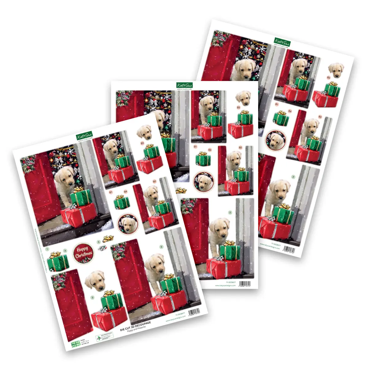 Die Cut Decoupage – Puppy & Presents (Pack Of 3) 1