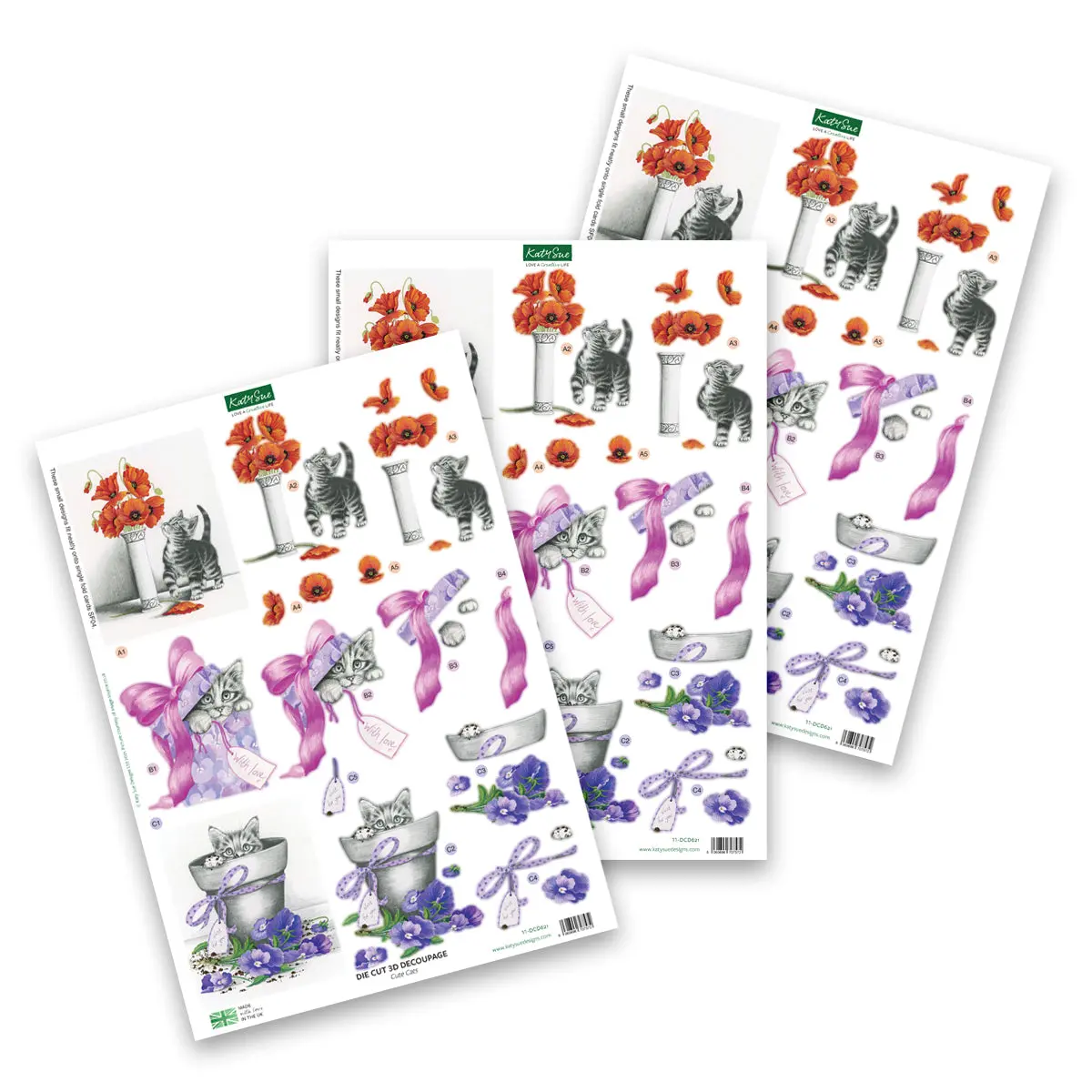 Die Cut Decoupage – Cute Cats (Pack Of 3) 1