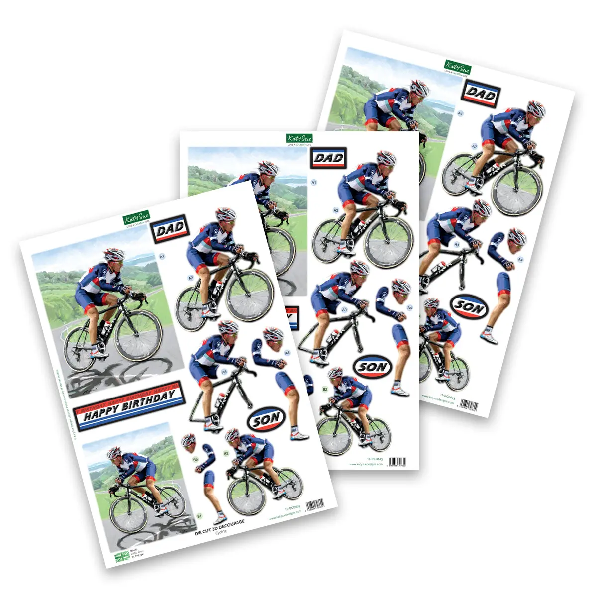 Die Cut Decoupage – Cycling (Pack Of 3) 1