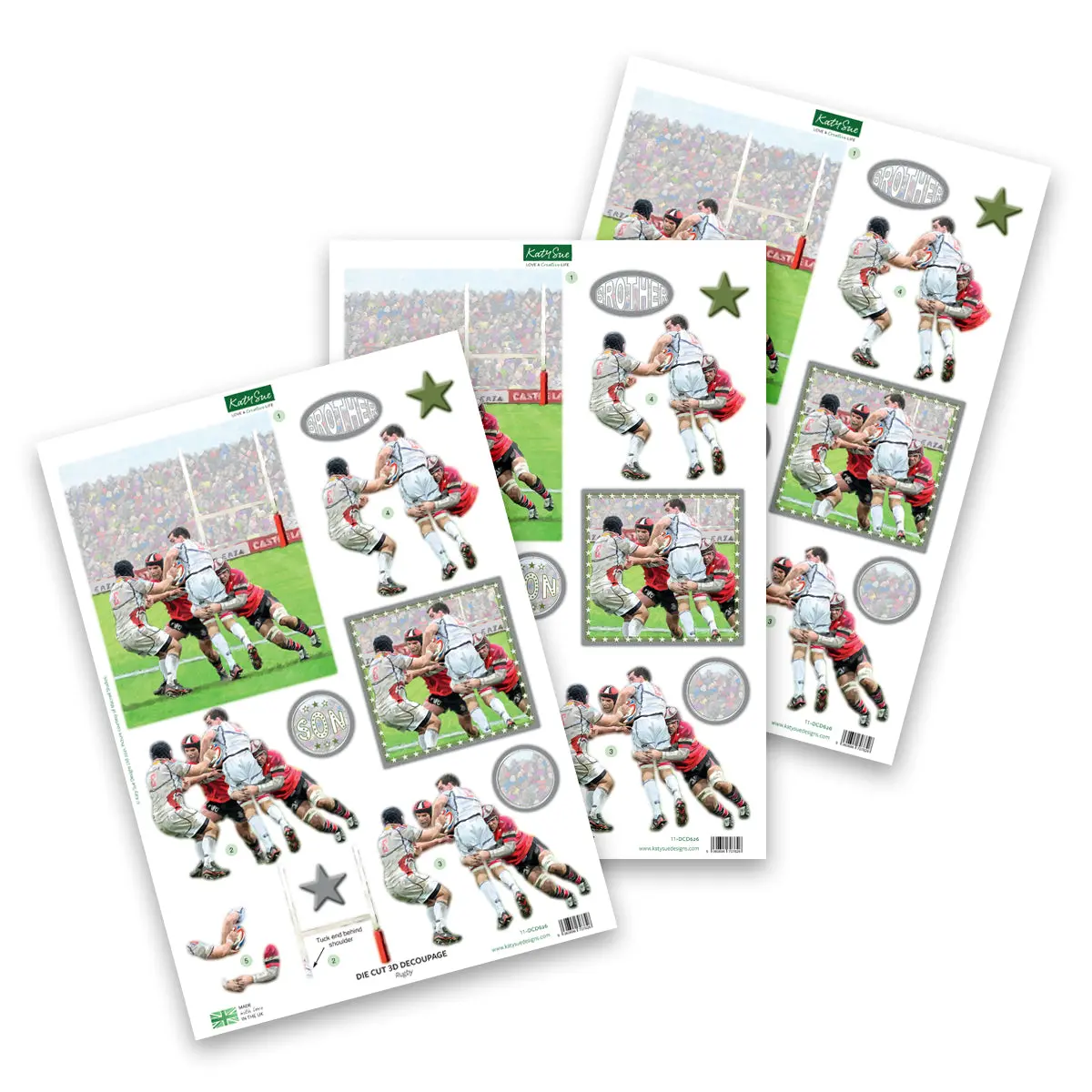 Die Cut Decoupage – Rugby (Pack Of 3) 1
