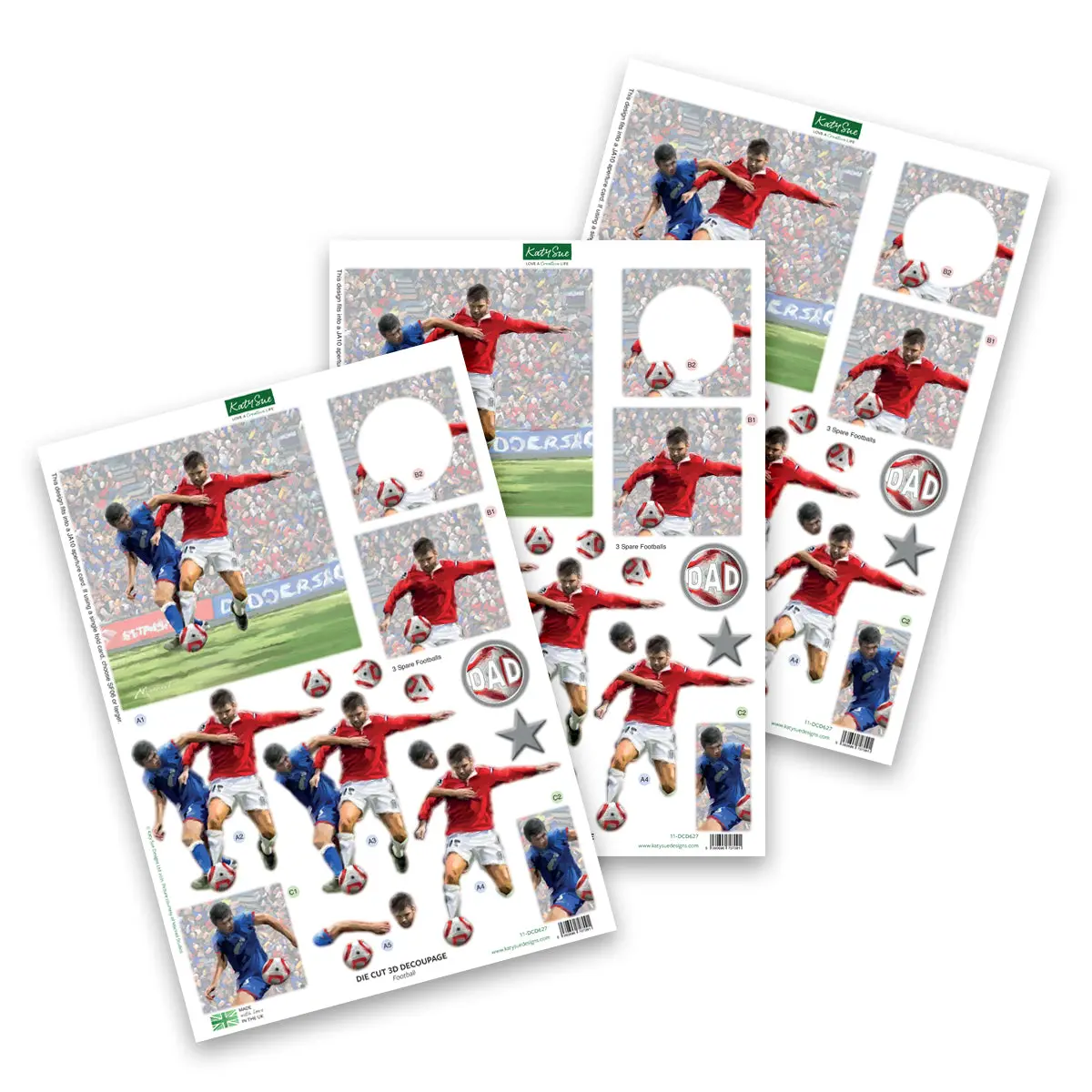 Die Cut Decoupage – Football (Pack Of 3) 1
