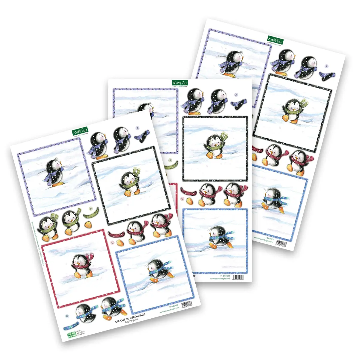 Die Cut Decoupage – Busy Penguins (Pack Of 3) 1