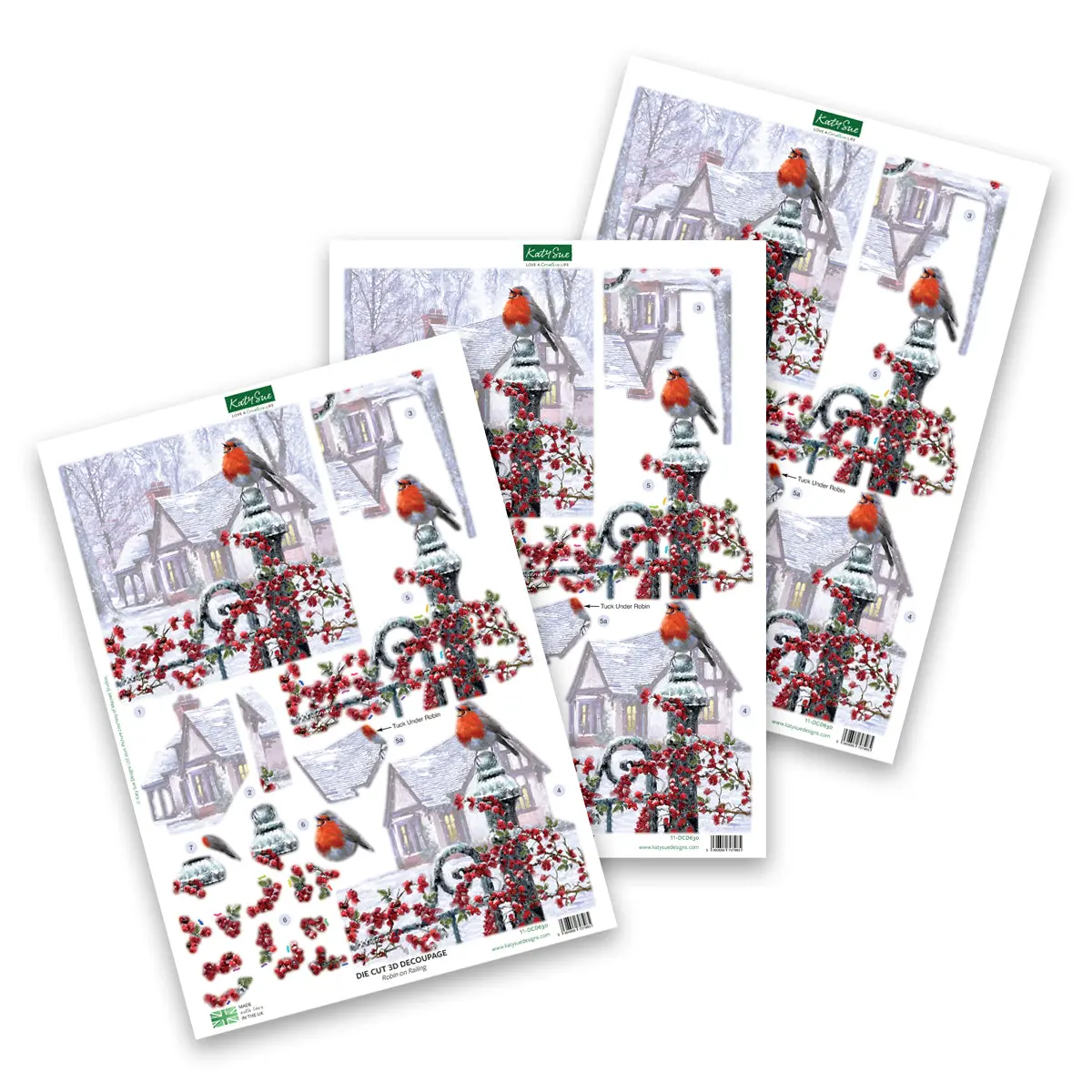Die Cut Decoupage – Robin On Railing (Pack Of 3) 1