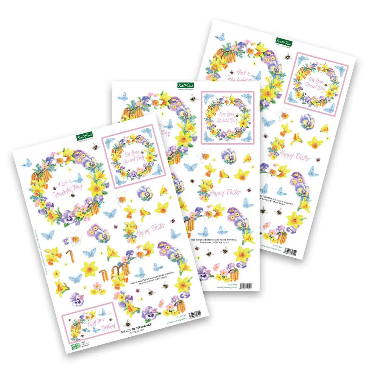 Die Cut Decoupage – Spring Wreath (Pack Of 3) 1