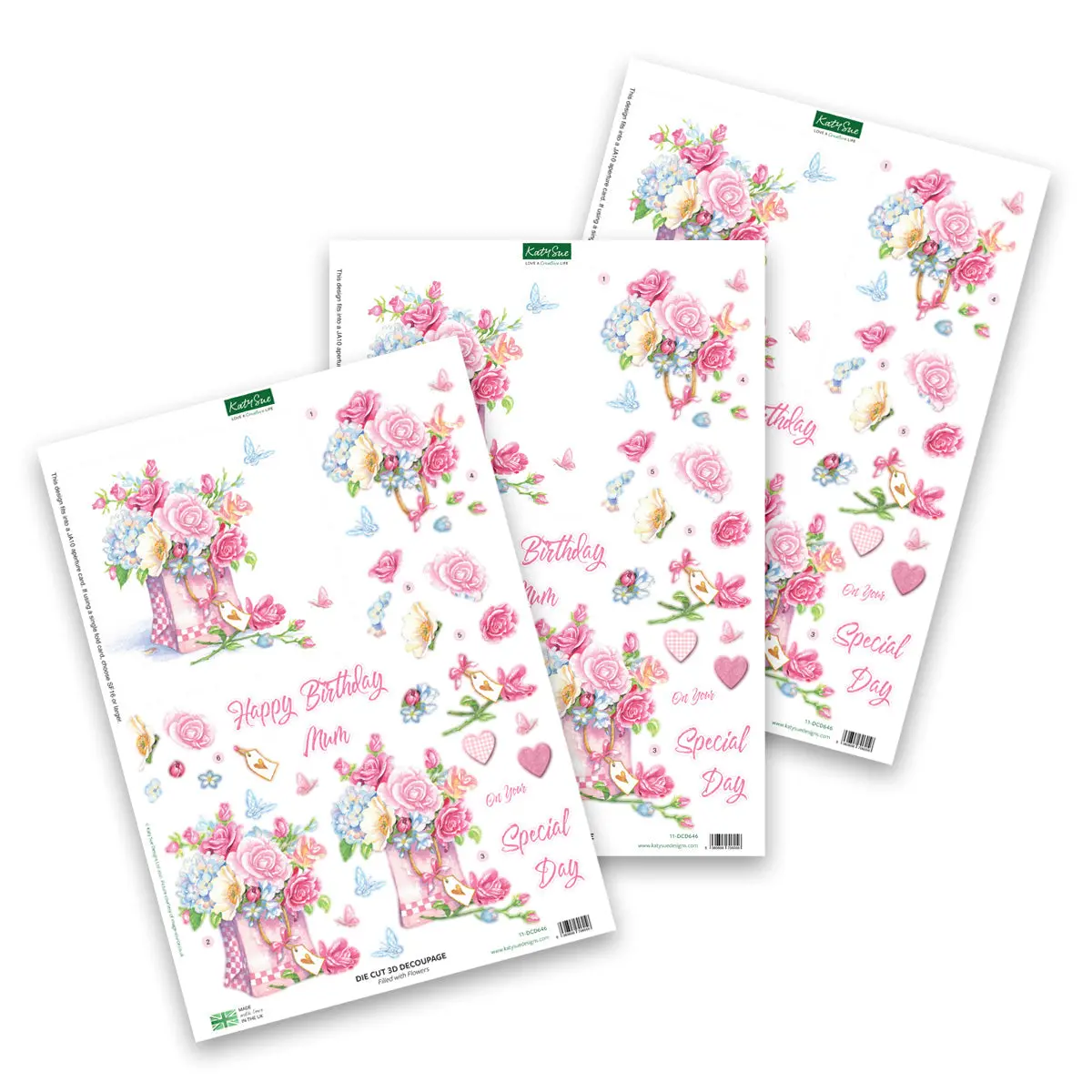 Die Cut Decoupage – Filled With Flowers (Pack Of 3) 1