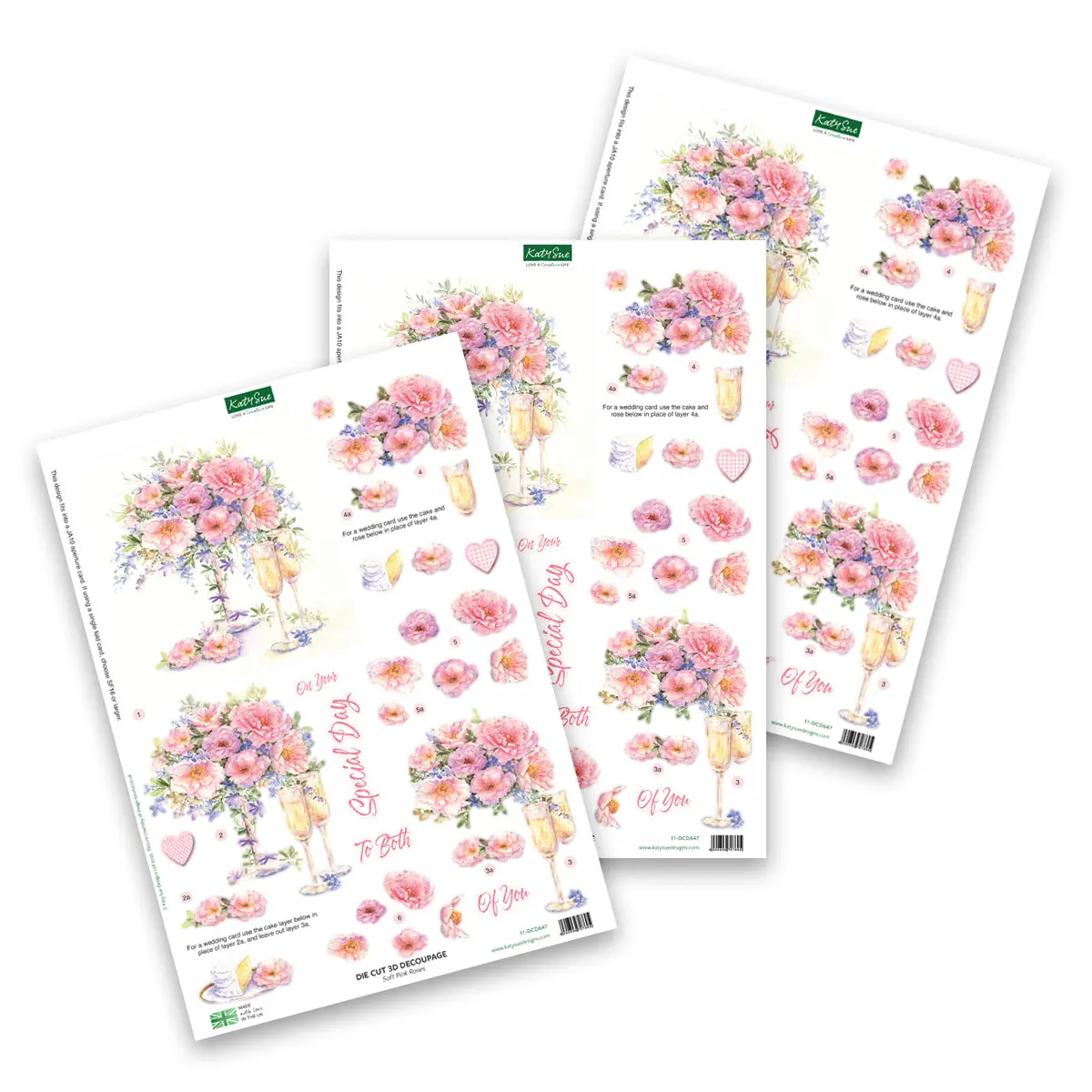 Die Cut Decoupage – Soft Pink Roses (Pack Of 3) 1