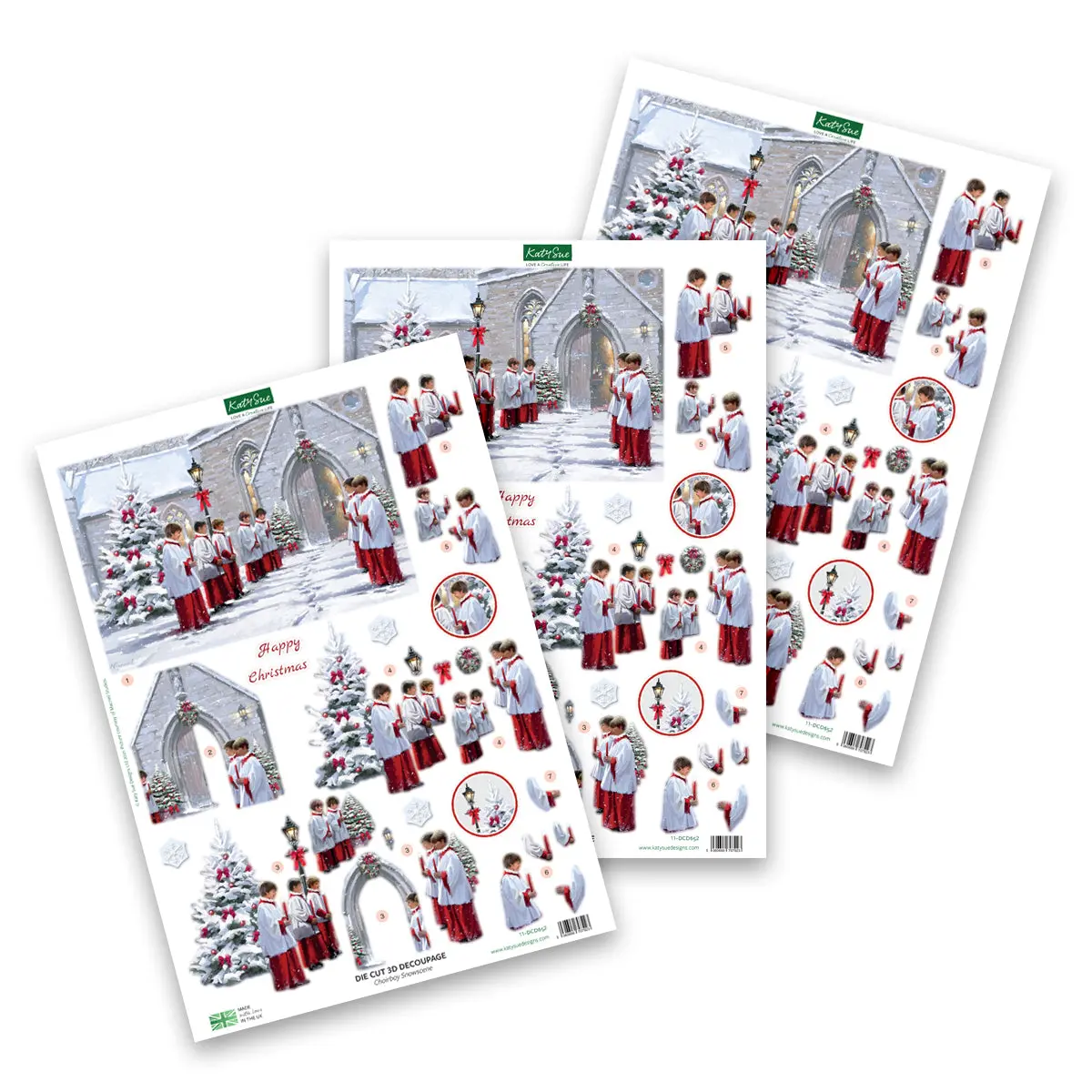 Die Cut Decoupage – Choirboy Snowscene (Pack Of 3) 1