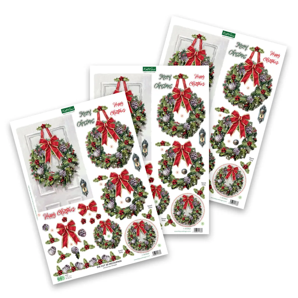 Die Cut Decoupage – Christmas Wreath (Pack Of 3) 1
