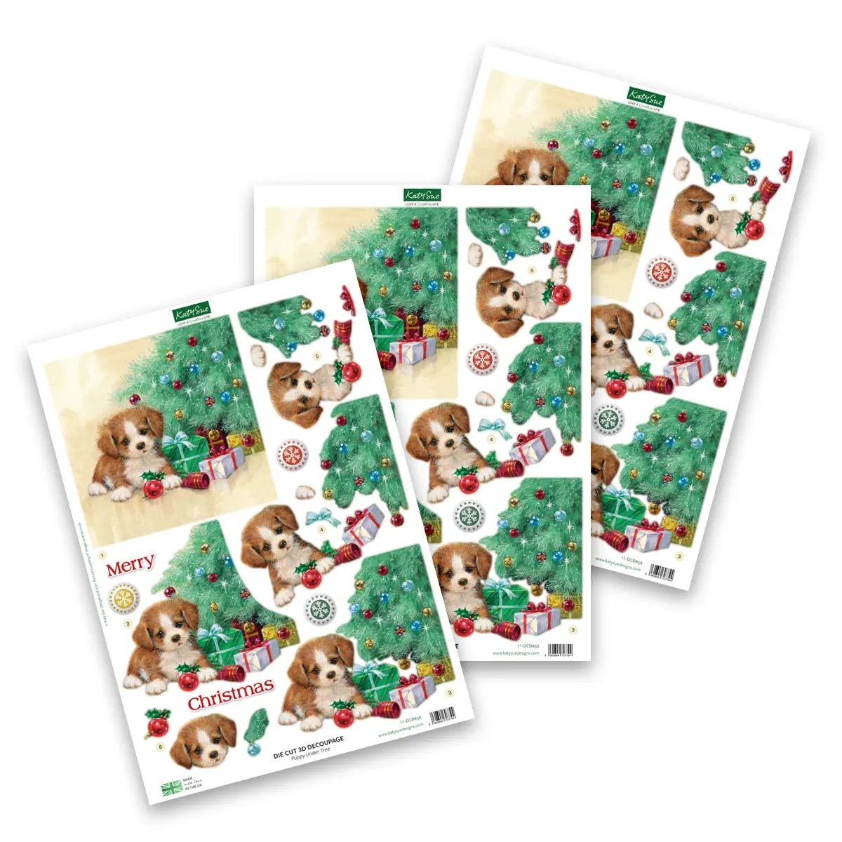 Die Cut Decoupage – Puppy Under Tree (Pack Of 3) 1
