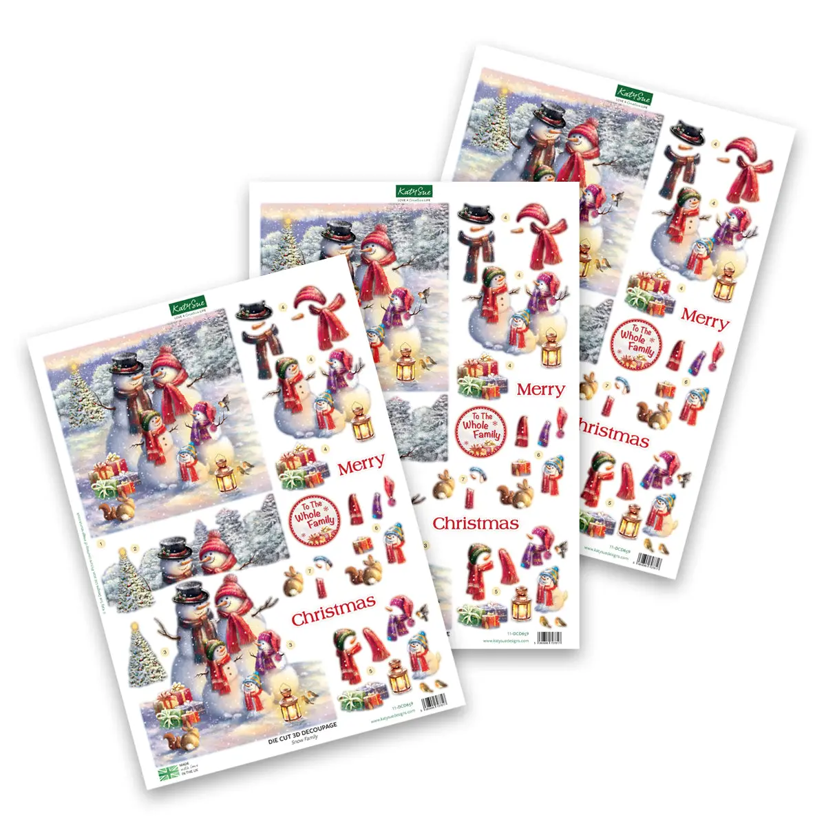 Die Cut Decoupage – Snow Family (Pack Of 3) 1