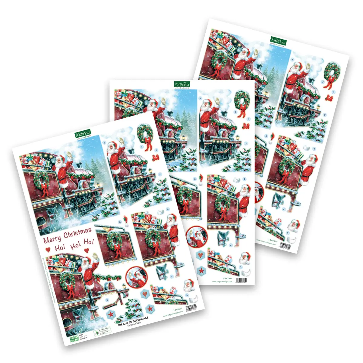 Die Cut Decoupage – Santa On Train (Pack Of 3) 1