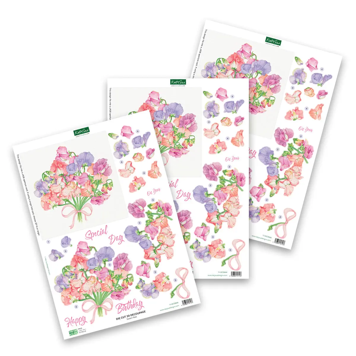 Die Cut Decoupage – Sweet Peas (Pack Of 3) 1