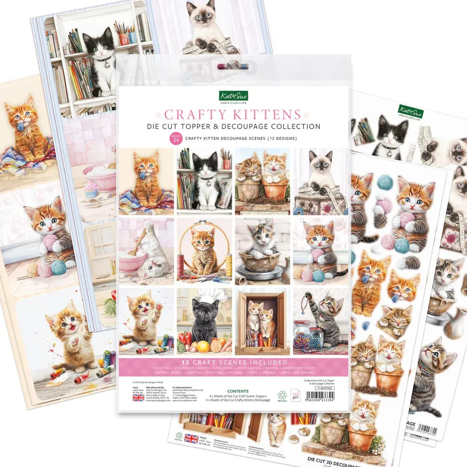 Crafty Kittens Die Cut Topper & Decoupage Collection 1