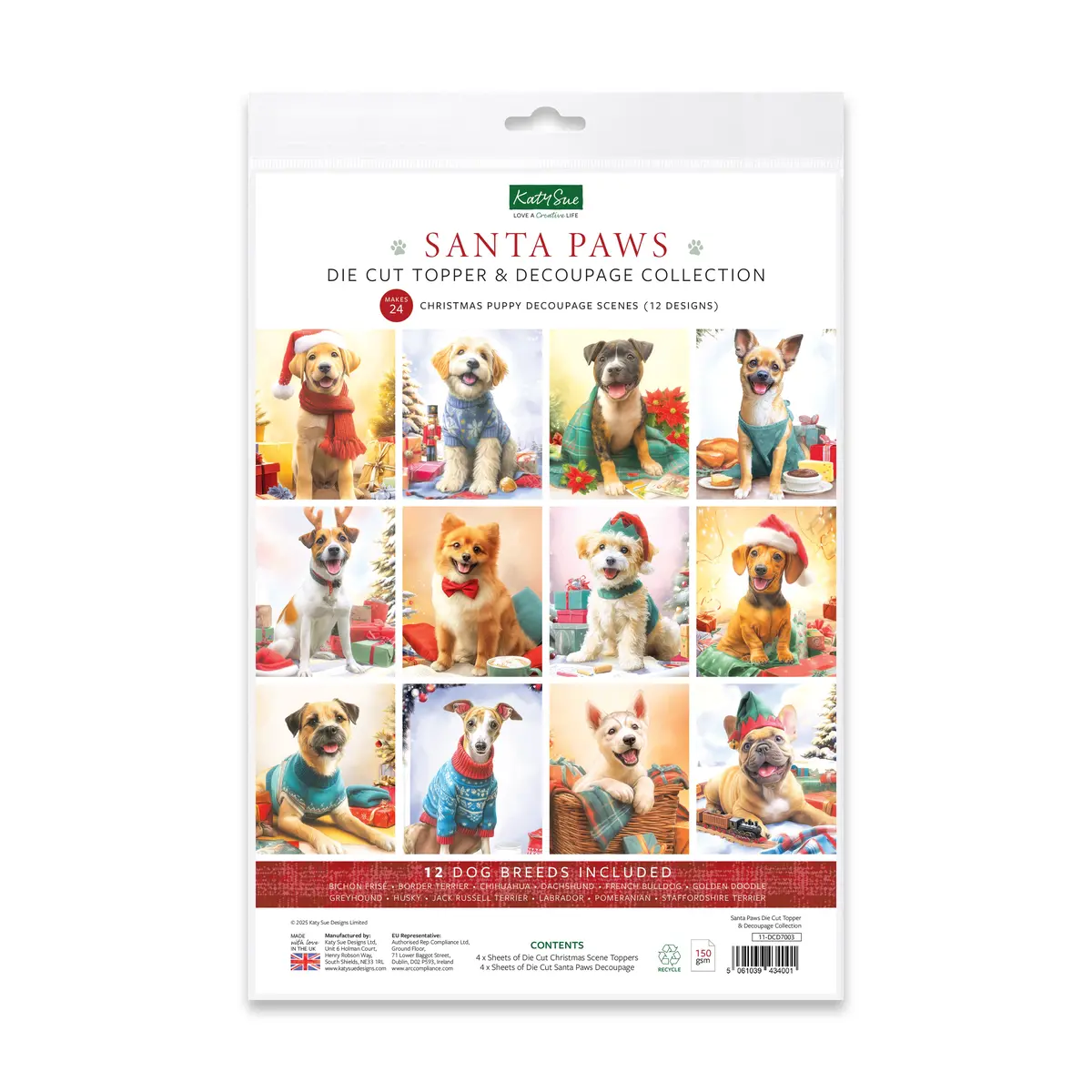 Katy Sue Santa Paws Die Cut Topper & Decoupage Collection 1