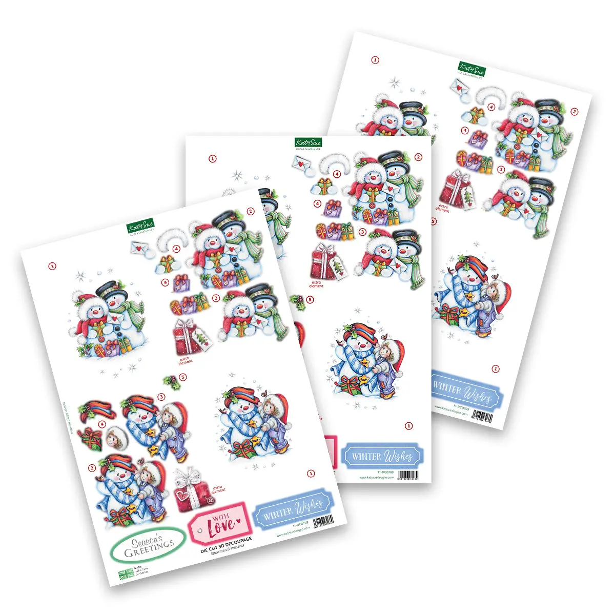 Die Cut Decoupage – Snowmen & Presents (Pack Of 3) 1