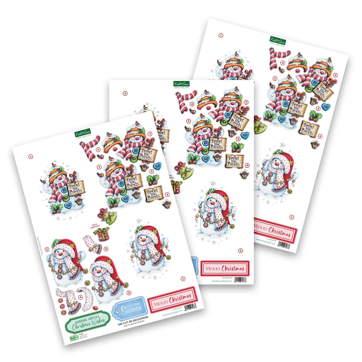 Die Cut Decoupage – Jolly Snowmen & Birds (Pack Of 3) 1