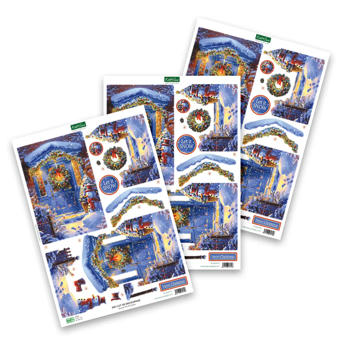 Die Cut Decoupage – Snowy Porch Scene (Pack Of 3) 1