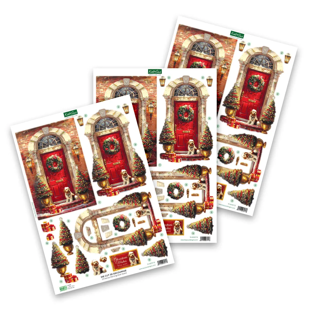 Die Cut Decoupage – Christmas Morning Door Scene (Pack Of 3) 1