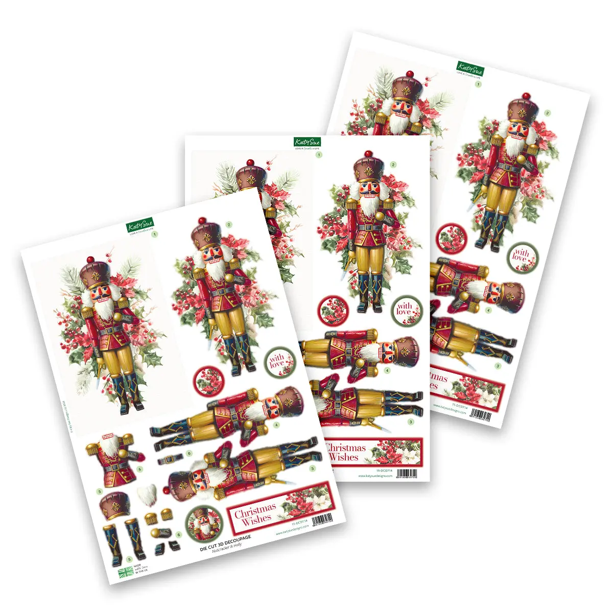 Die Cut Decoupage – Nutcracker & Holly (Pack Of 3) 1