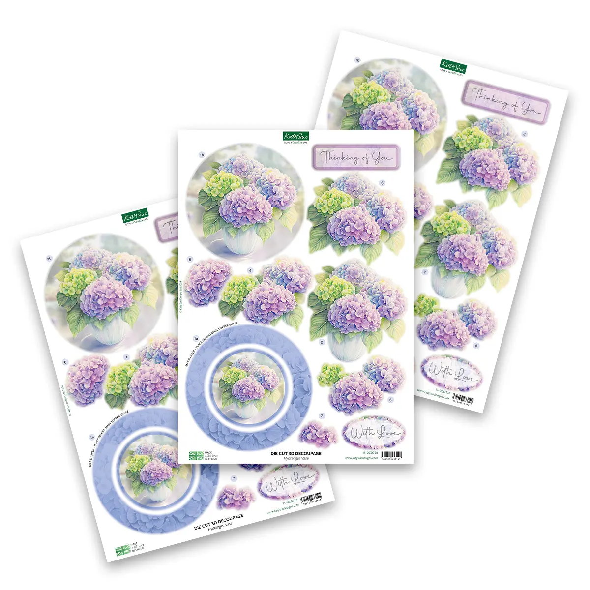 Die Cut Decoupage – Hydrangea Vase (Pack Of 3) 1
