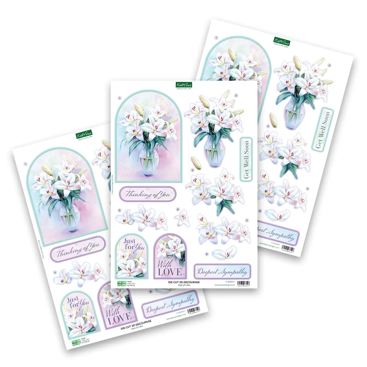 Die Cut Decoupage – Vase Of Lilies (Pack Of 3) 1