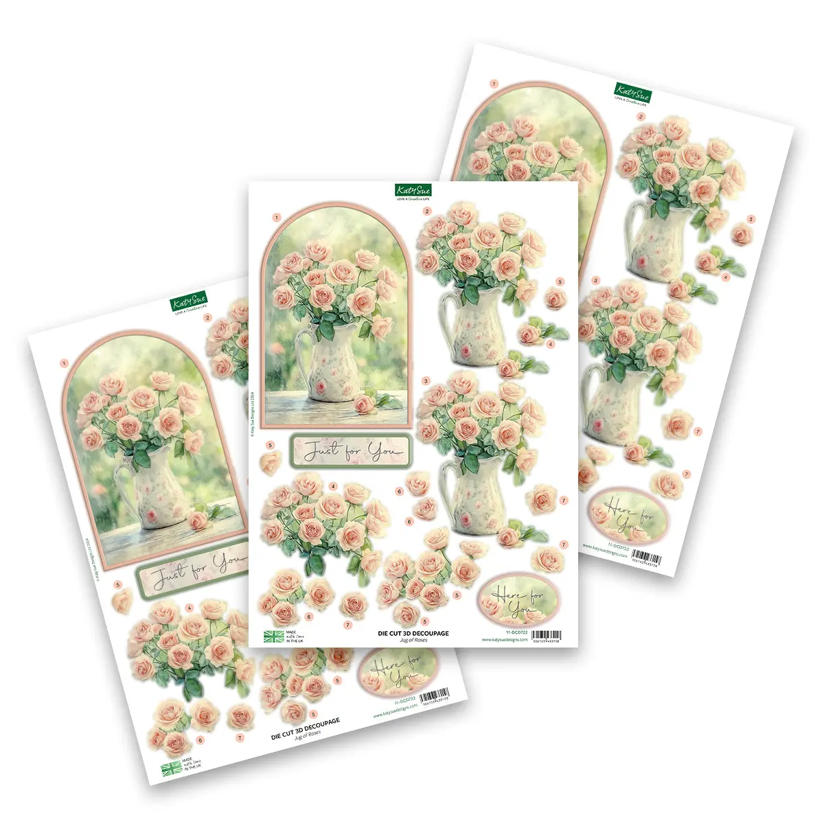Die Cut Decoupage – Jug Of Roses (Pack Of 3) 1