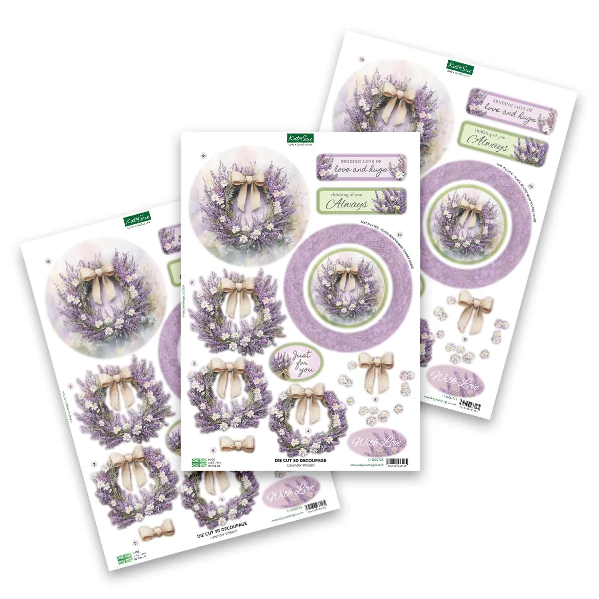 Die Cut Decoupage – Lavender Wreath (Pack Of 3) 1