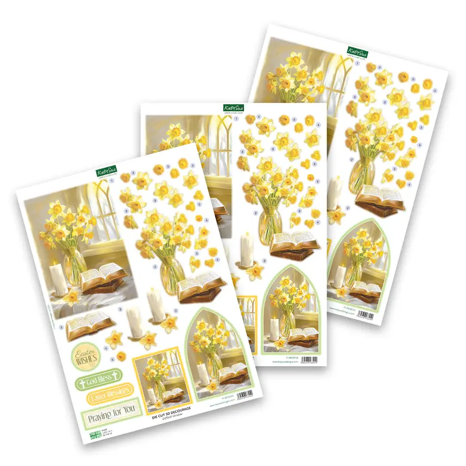 Die Cut Decoupage – Daffodil Window (Pack Of 3) 1